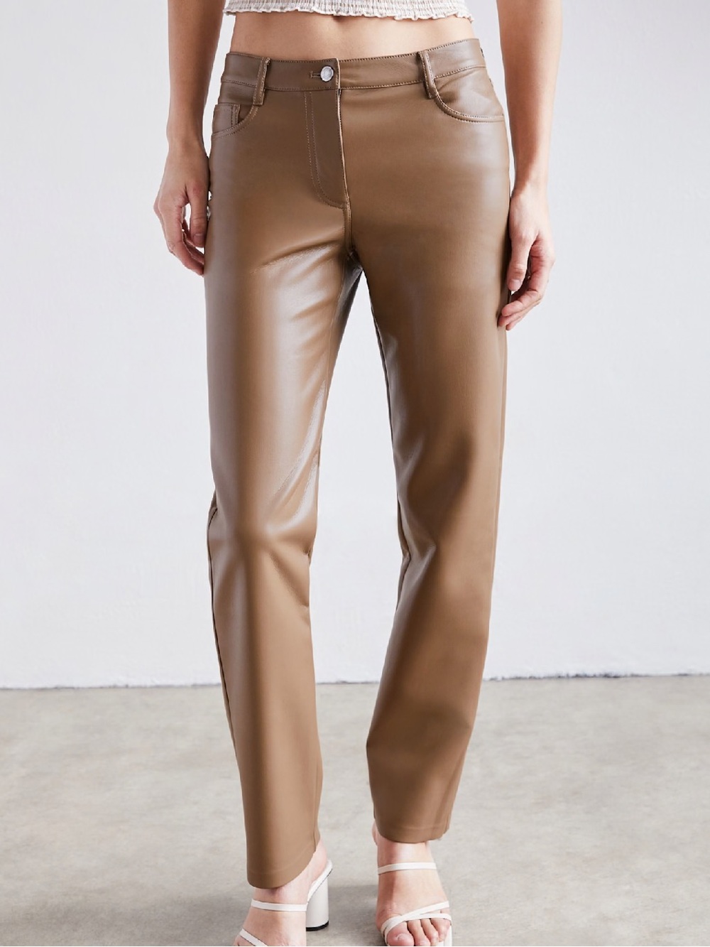 Aritzia Wilfred Melina Low Rise Vegan Leather Pants in Constant Camel size 12